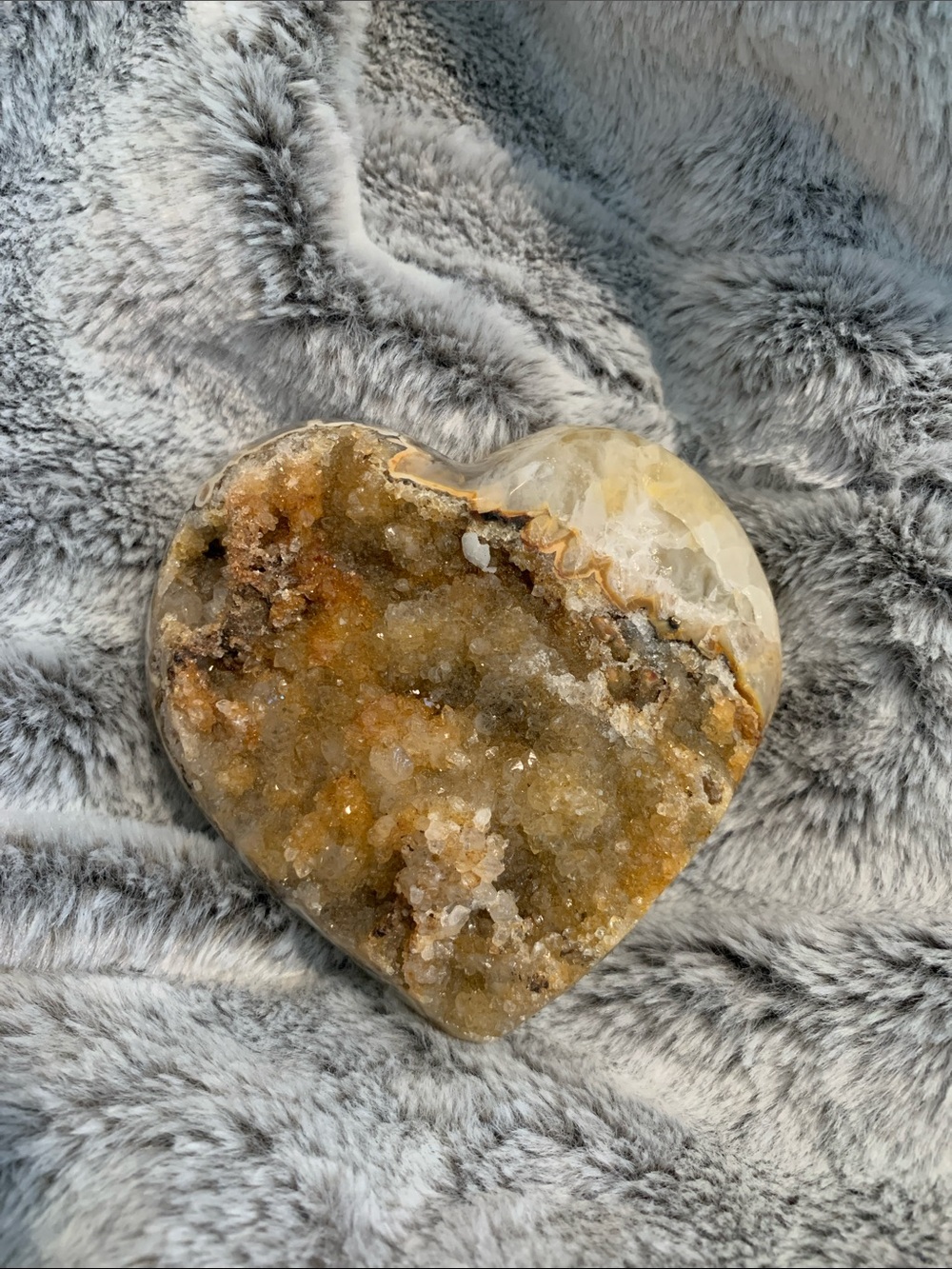 Heart Shaped Citrine/Quartz Druzy Crystal
